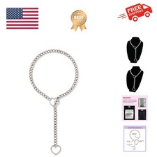 Heart O-ring Slip Chain Necklace For Women, Handmade Punk Gothic Cuban Neckla...