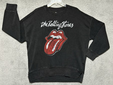 The Rolling Stones Pullover Sweatshirt Logo Graphic Womens Black Size Medium