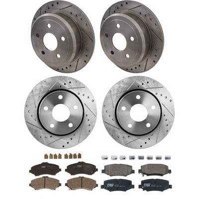 KIT-073024-6486 TRW Brake Disc and Pad Kits 4-Wheel Set Front & Rear for Jeep
