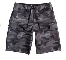 QUIKSILVER Manic Black/Gray Camo Board Shorts Pockets Size 30