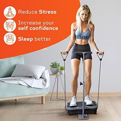 LIFEPRO VIBRATION PLATE EXERCISE MACHINE WITH WAIST-LEVEL BARK GRAY