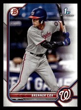 Brenner Cox 2022 1st Bowman Draft #BD-196 Washington Nationals ROOKIE RC