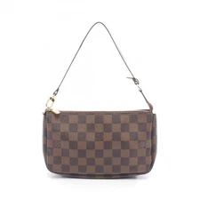 LOUIS VUITTON Accessory Pochette Handbag N51985 Damier Canvas Ebene Used LV