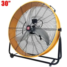 Commercial High Velocity Rolling Industrial 30" Drum 3 spd Adjustable Floor Fan