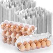 Plastic Egg Cartons 1 Dozen Clear Empty Egg Containers 2x6 Grids, Reusable