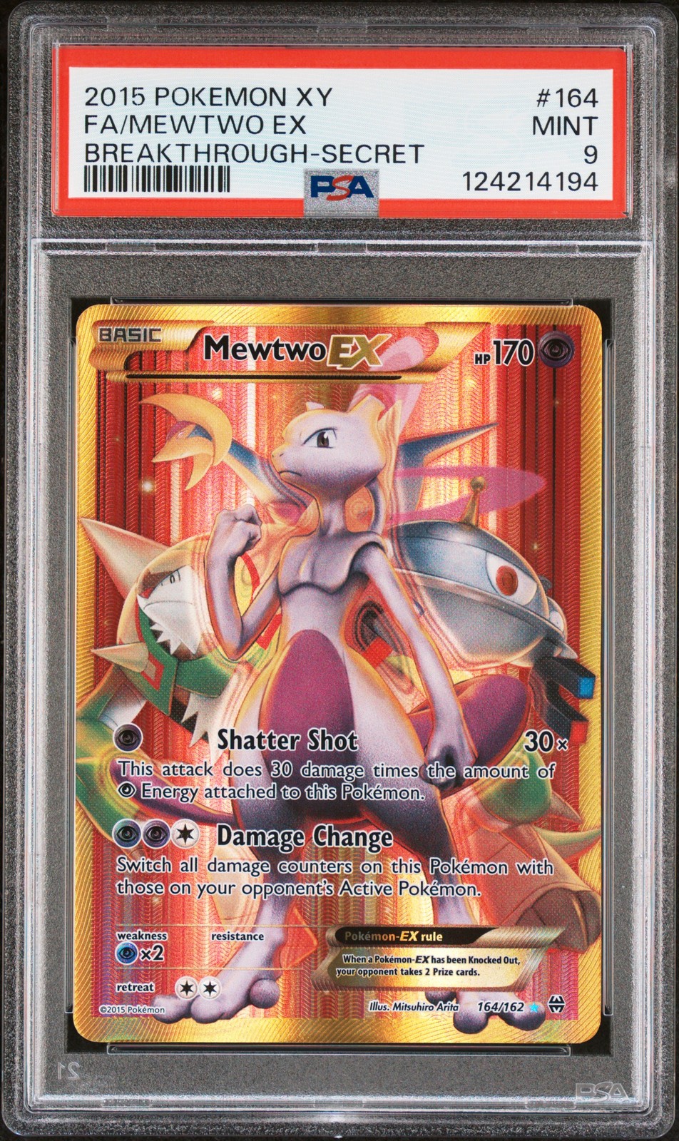Mewtwo EX 164/162 Full Art Pokemon XY Breakthrough 164 MINT PSA 9