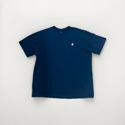 Apple Logo T-Shirt Blue Large Unisex 100% Cotton Minimal Tech Streetwear Tee 