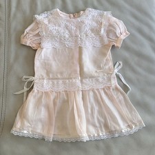 Vintage Jessica McClintock Gunne Sax Ivory Pink Lace Bib Collar Dress Girls 3T