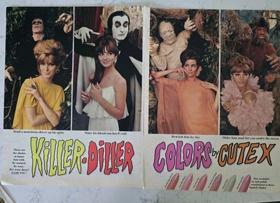 1966 Women's Cutex Killer Diller Nail Polish 4 Scary Monsters Vintage 2 Page Ad