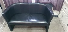 solid heavy brown leather bucket 2 seater sofa used