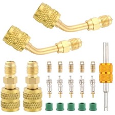 R410a Adapter for Mini Split System,5/16 Female 1/4 Male Flare Charging Vacuum