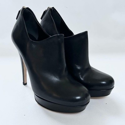 Auth GUCCI Women's Booties Ankle Boots High Heel Size EU35 US5 UK2 Black
