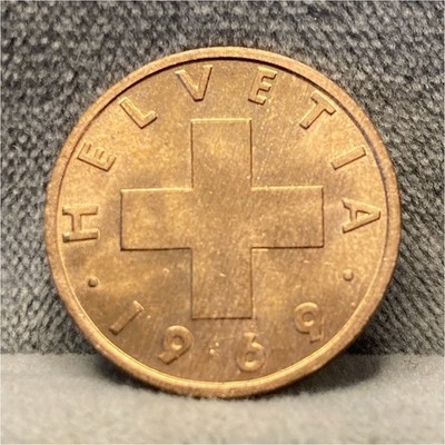 Switzerland 2 Rappen 1969 Bronze Coin KM# 3 Helvetia Swiss Cross BN
