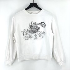 ALEXANDER MCQUEEN Motorcycle Graveyard Graphic Crew Sweatshirt White Black S