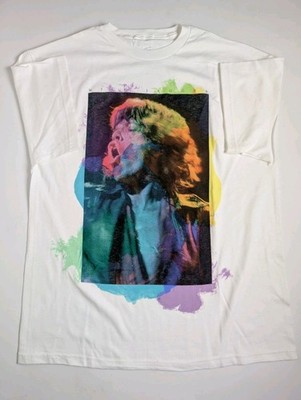 Rolling Stones Mick Jagger Pop Art T Shirt White USA Bravado Large New