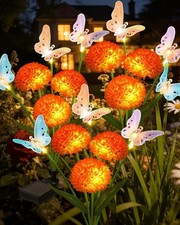 3 Pack Solar Butterfly Flower Lights Waterproof Outdoor Garden Decor Lamp