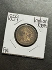 1859 Indian Head Cent Penny FN Fine Details U.S. 1c Type Coin (Raw18394)