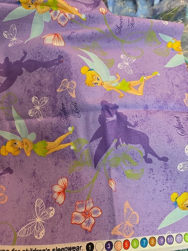 Tinkerbell Flower Silhouettes Springs Creative Fat Quarter Fabric Butterfly - Image 2 of 4