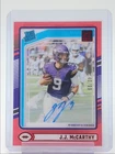 J.J. MCCARTHY 2024 CLEARLY DONRUSS RATED ROOKIE RED VIKINGS RC AUTO /99 Q2101