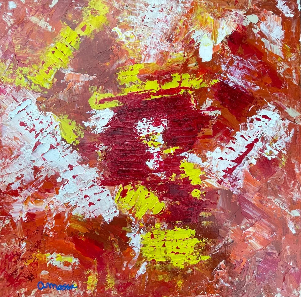 Original  "Red-Haired Woman" 20x20 Canvas Expressionism Abstract Design Home Art - Image 2 of 4