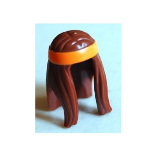 LEGO - Minifig, Hair Long with Orange Headband Pattern - Reddish