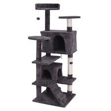 55'' Cat Tree Stand Multi-Level Cat Tower w/ Sisal Scratching Post Dangling Ball