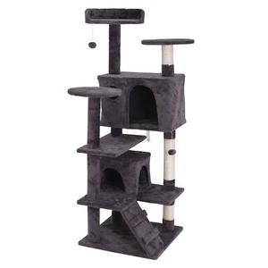 55'' Porte-arbre de chat Tour de chat multi-niveaux avec scratching Sisal Post Balle de danse