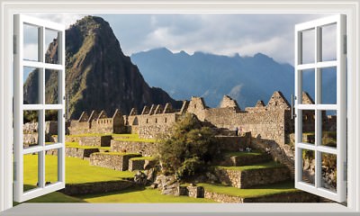 Magic Window Machu Picchu Peru Wand Selbstklebend Aufkleber Poster Druck Decal 3D