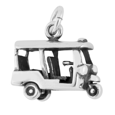 Auto Rickshaw Tuk-Tuk Asian Taxi Three-Wheeler 3D 925 Sterling Silver Charm Asia