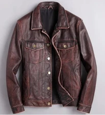 Men's Genuine 100% Lambskin Leather Jacket Biker Motorcycle Slim Fit