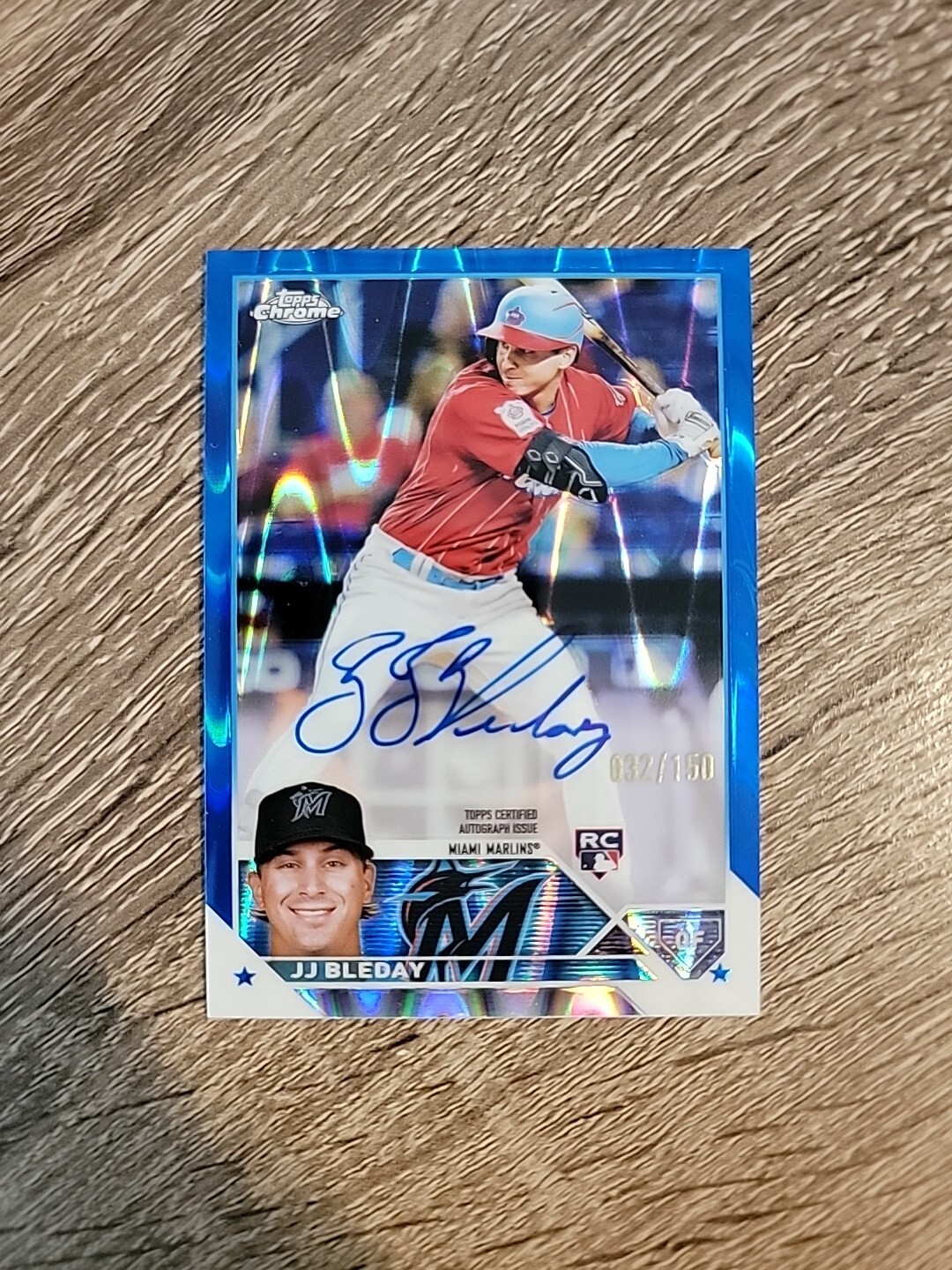 2023 Topps Chrome JJ Bleday Blue Refractor Rookie Auto RC 32/150 A’s Marlins