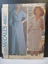 McCall's Pattern 4952 Halston Dress Miss Size 12, Bust 34 SHORT VERSION ONLY