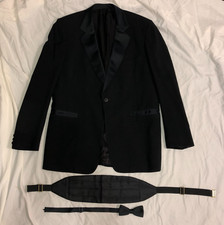 Lord West Vintage Men's 42L Tuxedo Jacket Black w / bow tie, cummerbund Barneys