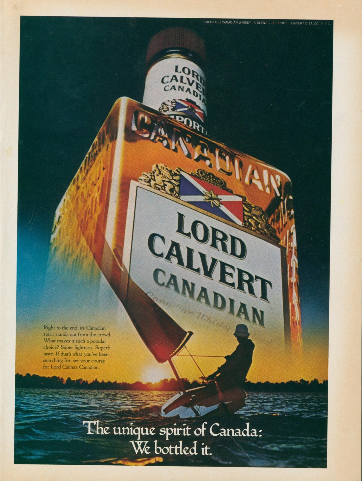 1979 Lord Calvert Canadian Whisky Sailboat Spirit Canada Vintage Print Ad SI3