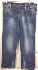 Cropped Boyfriend Jeans Distressed Cotton Denim Low Rise Size 6 L26 TU Sainsbury
