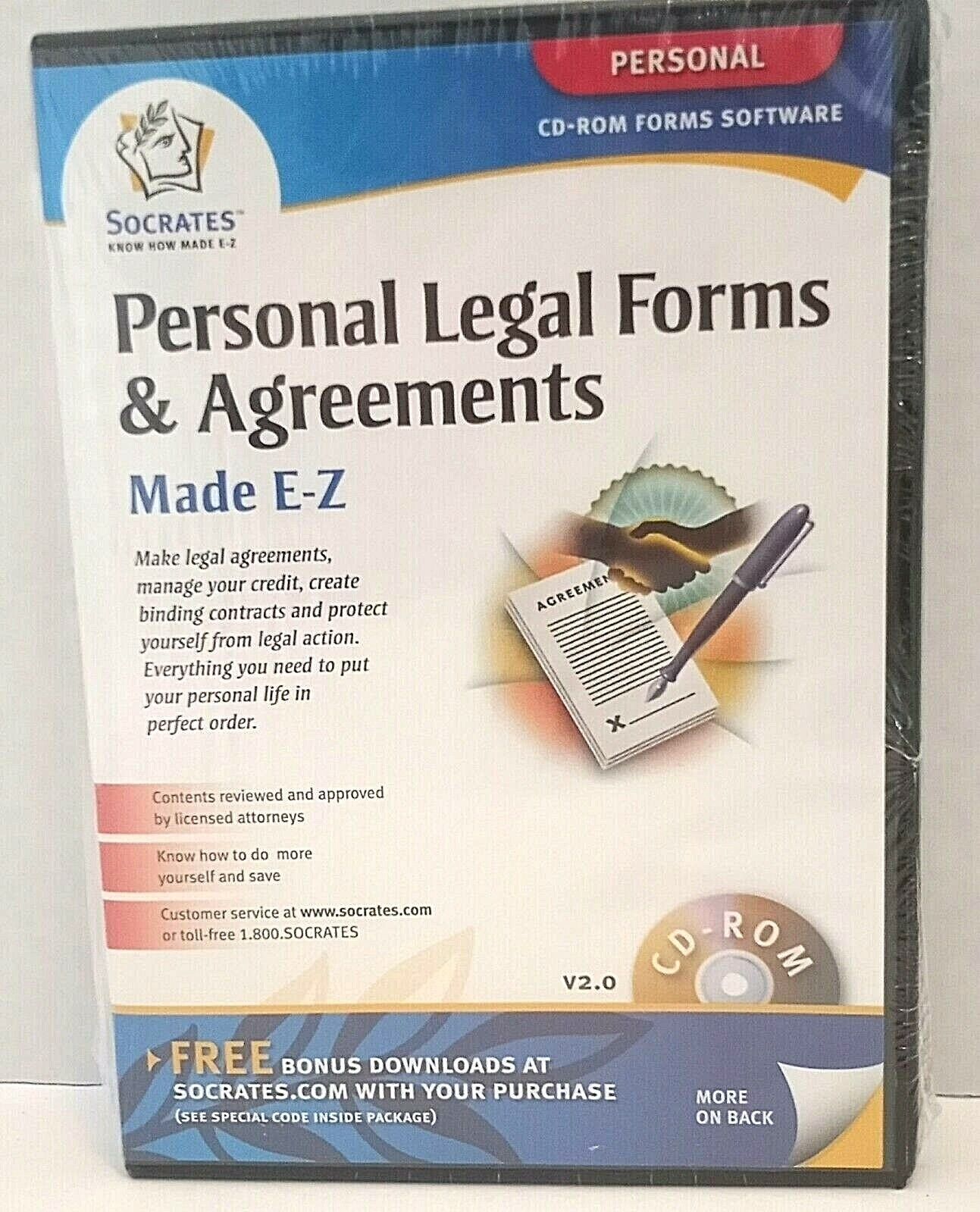 SOCRATES Personal Legal Forms Agreements on CD-ROM V2.0 Attorney Approved! NEW