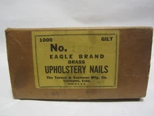 1000 Count box, Turner & Seymour Brass Flower Upholstery Nails .59  x .63 x .055