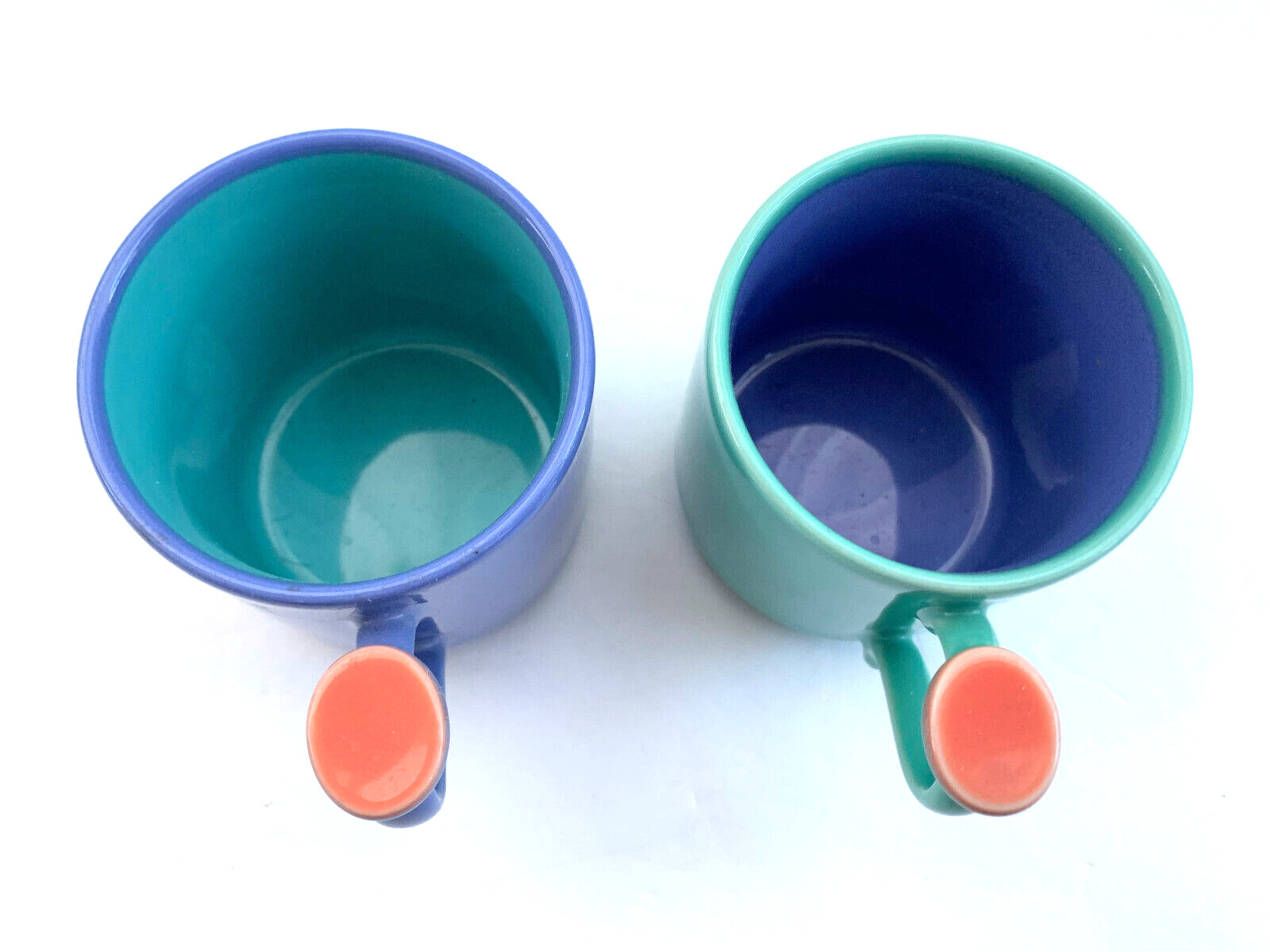 1980s Lindt-Stymeist Colorways Child Mugs x2 Children Thumbprint Vintage RARE