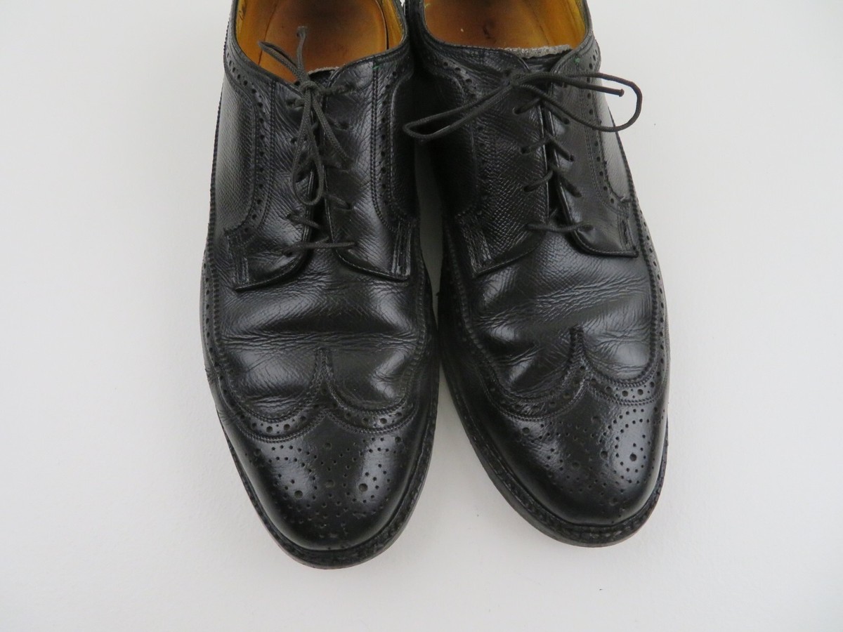 靴 70s Florsheim Imperial Black cordovan PT Vintage 70s Florsheim Imperial Leather V-Cleat Longwing Wingtip