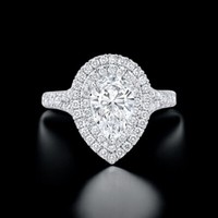 2 Karat Diamant-Verlobungsring Im Birnenschliff 18 Karat WeißGold Igi Lab Cre...