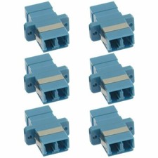 6 LC to LC Duplex Single Mode Flange Fiber Optic Optical Adapter Connector Blue