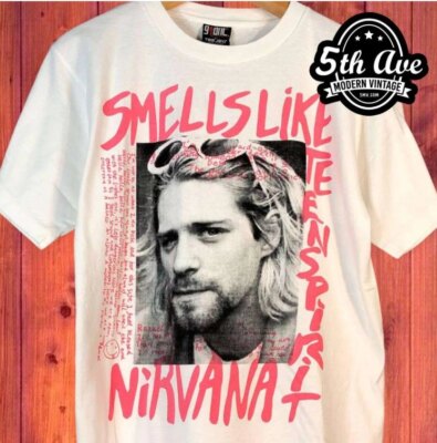 Kurt Cobain Nirvana Smells Like Teen Spirit - New Vintage Band T