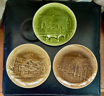 Antique French Choisy Le Roi Set of Three Plates 9 Inch