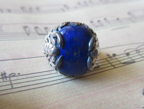 Ω Anello Scorpioni Halten Blu Lapislazzuli TG 16,8 MM Argento Sterling 925 - Foto 6 di 20