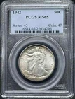 1942 Half Dollars Liberty Walking PCGS MS-65