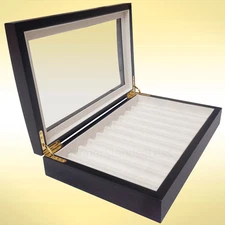 10 Pen Fountain Ebony Wood Display Case Holder Storage Collector Box 1601EB