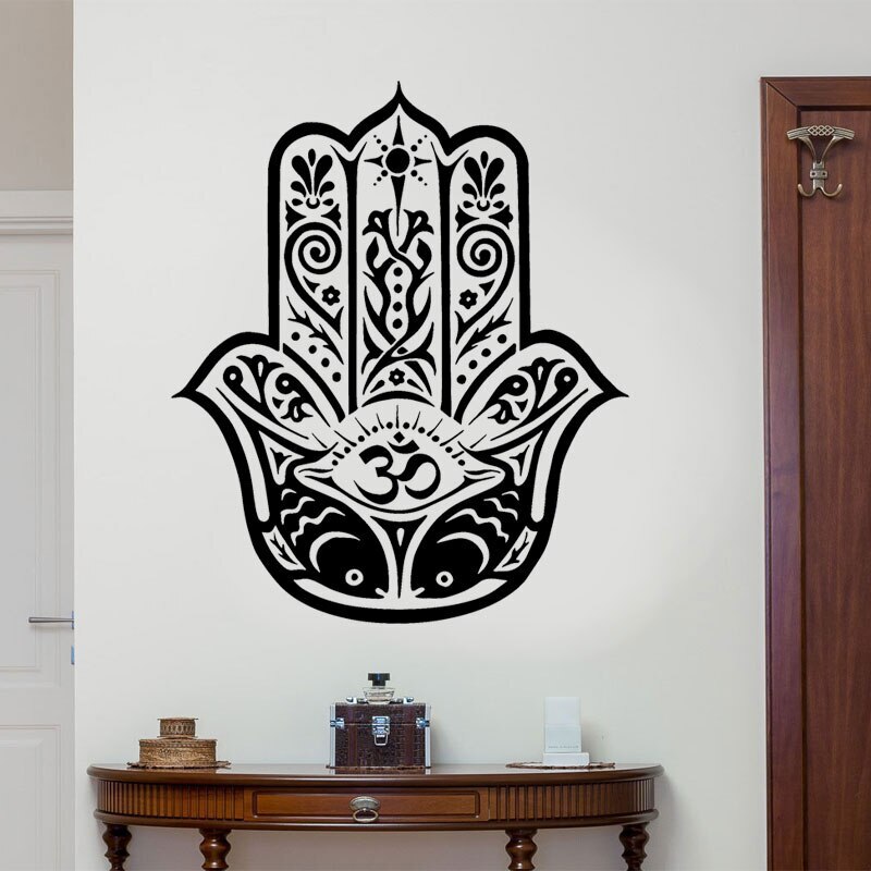 Impression Sur Toile Murale Hamsa Mandala Om Yoga - Style Vintage Moderne Multicolore - Bold Bloc Design
