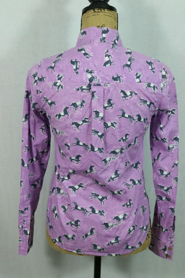 Блузка для лошади Anthropologie ODILLE размер 0 фиолетовая на пуговицах хлопок западный стиль - Изображение 4 из 4
