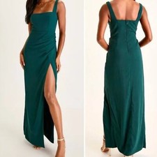 LULUS NWT Disposition Emerald Green Ruched Maxi Dress size medium