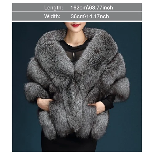 Faux Fur Shawl Winter Shrug Faux Fur Cape Warm Scarf Fur Wraps Weddings Bridal - Picture 12 of 41